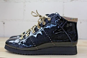 Halbstiefel Vabeene schwarz lack/ gold glitzer Gr.38 Top Zustand - Bild 1 von 6