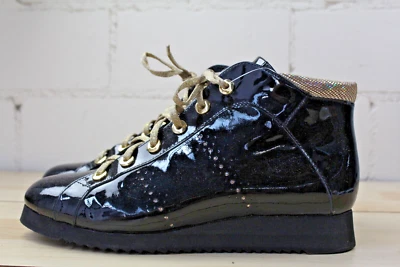 Halbstiefel Vabeene schwarz lack/ gold glitzer Gr.38 Top Zustand - Bild 1 von 4