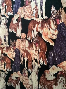 Scrub Top Women’s M Animal DOGS Print Fabric Comfy Cotton - Picture 1 of 4