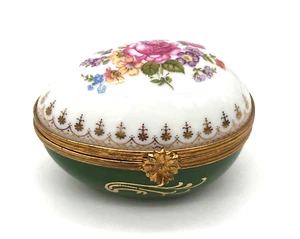 Vintage Fait Main Limoges France Easter Egg Rose Floral Porcelain Trinket Box - Picture 1 of 15