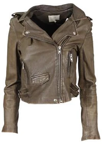 IRO GREEN LEATHER JACKET US 2 UK 6 - Picture 1 of 4