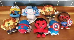Plush Toys, Caption America, Red Hulk, Minion, Spider Man, Cinnamoroll, Set of 8 - Picture 1 of 12
