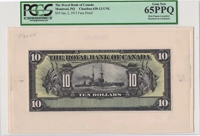 1913 $10 The Royal Bank Of Canada PROOF PCGS 65 PPQ - Battleship - Image 1 of 2