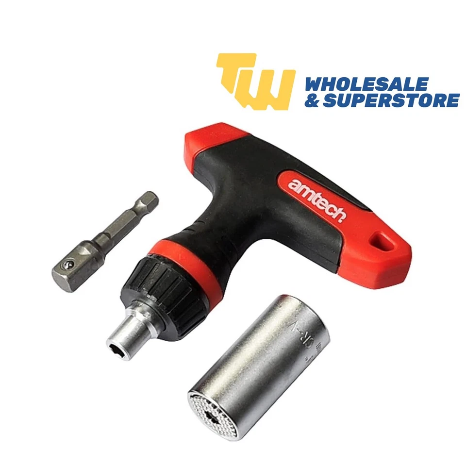 Amtech I6355 Ratchet T-Handle with Universal Pin Drive Socket CR-V Heravy Duty - Image 1 of 3