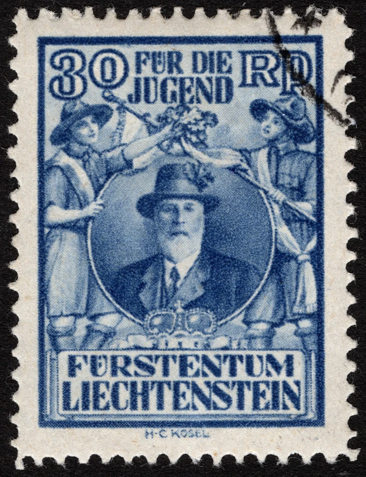 Liechtenstein Stamp Scott # B13 Used Very Fine w Light Cancel - 30rp Ultramarine — 第 1/1 张图片