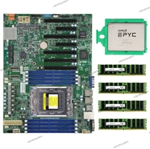 Carte mère Supermicro H12SSL-i + processeur AMD EPYC 7502 + 4x RAM Samsung 32Go 2133P - Photo 1/4