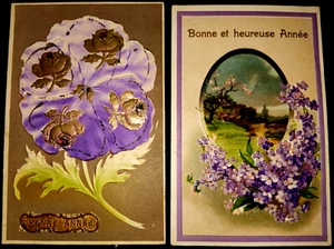 N°790/123  2 Cartes Postales Anciennes  Dècoupis Chromo Gaufrèes Bonne Année - Imagen 1 de 2