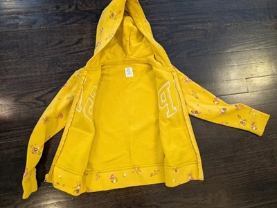GAP Kids Full Zip Yellow Hoodie with Flower Motif Size M 8  - Image 1 of 3