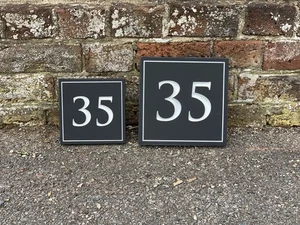 Schiefer Quadrat Zahlenschild - Bild 1 von 4