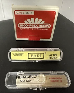 3/Rico-Plex, 1/Bari, 1/Fibracell Reeds, 3-4 Strength Alto Saxophone NOS - Picture 1 of 4