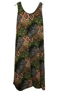 #8115 FITIT WOMENS STRETCH LONG JUNGLE PRINT DRESS SIZE XL - Picture 1 of 6