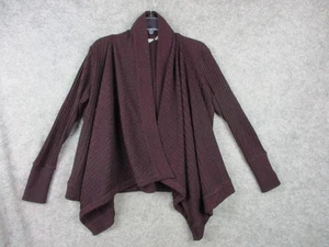 Athleta Sweater Womens Small Burgundy Red Open Front Draped Cardigan Ribbed Knit - Picture 1 of 10