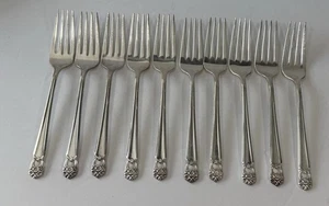 10 Rogers Bros 1847 Eternally Yours Silverplate Flatware 7 1/2” Dinner Forks EUC - Picture 1 of 2