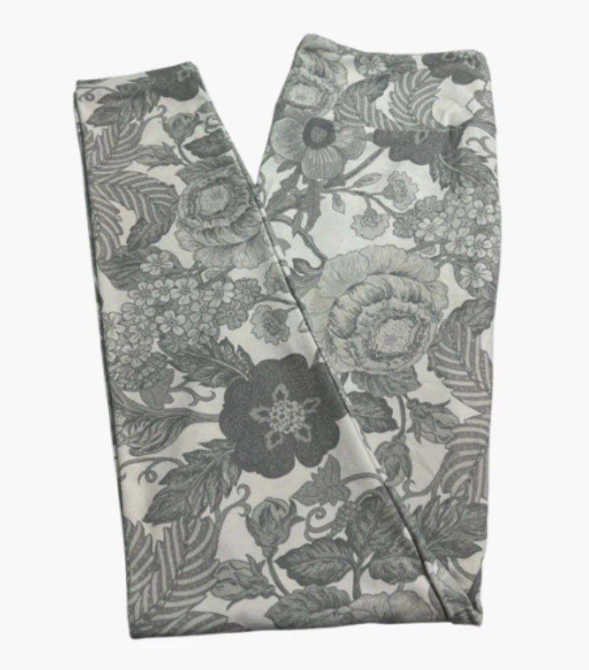 Leggings LuLaRoe OS Talla Única Raro GRIS CREMA Flor Unicornio DE COLECCIÓN Peonía SUAVES Foto 1 de 4