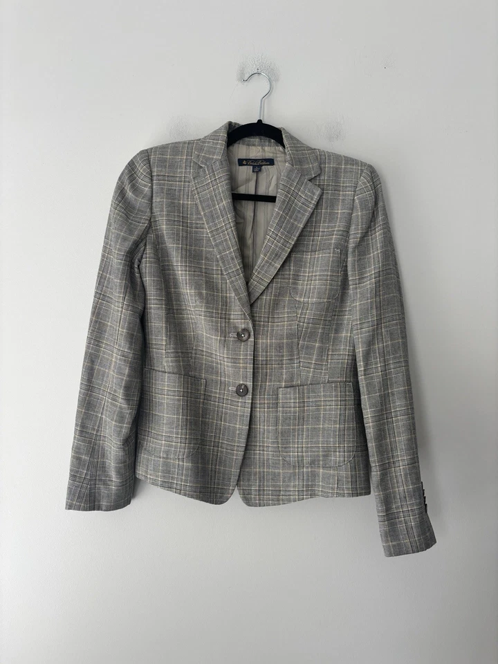 Brooks Brothers Mujer Luna Lino Lana Cuadros 2 Piezas Pantalón Traje Blazer Reino Unido Talla 6 Foto 1 de 4