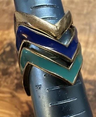 Juego de 3 anillos apilables tono plata esmalte azul y verde azulado talla 7 Foto 1 de 2