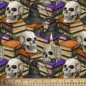 David Textiles Harvest & Halloween von Four Seasons DX 3717 3C 1 Totenkopf Hexerei - Bild 1 von 1