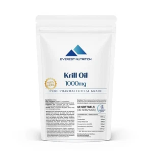 Antarctic Krill Oil 1000mg Softgels – Omega-3, Brain, Heart, Joint, Immune Boost - Picture 1 of 12