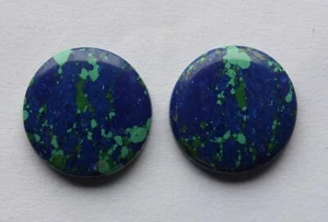 24.30 Ct Azurite (21mm X 20.6mm each) Cabochon Loose Match Pair - Picture 1 of 3