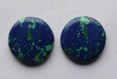 24.30 Ct Azurite (21mm X 20.6mm each) Cabochon Loose Match Pair - Image 1 of 3