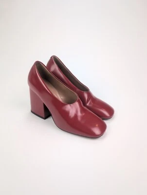 MARNI Women's Sz US 6 EU 36 Red Polished Leather Block Heels Italy Shoes - Image 1 of 4