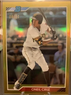 2020 BOWMAN HERITAGE CHROME GOLD REFRACTOR ONEIL CRUZ 08/50 92CP-OC Pirates - Image 1 of 2