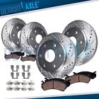 12" Front & 12.78" Rear Drilled Rotors Brake Pads for Chevy Silverado GMC Sierra