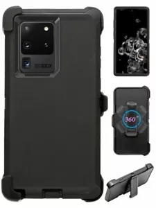 For Samsung Galaxy S20 Ultra Plus Black Hard Shockproof Case With Belt Clip - Picture 1 of 8