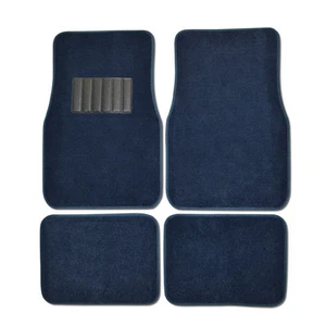 Brand New 4pcs Set Plush Deluxe Front Rear Car Truck Carpet Floor Mats Blue Navy - Picture 1 of 2