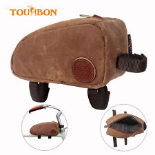 TOURBON Vintage Wax Canvas Bicycle Top Tube Bag Bike Front Frame Carry Pouch