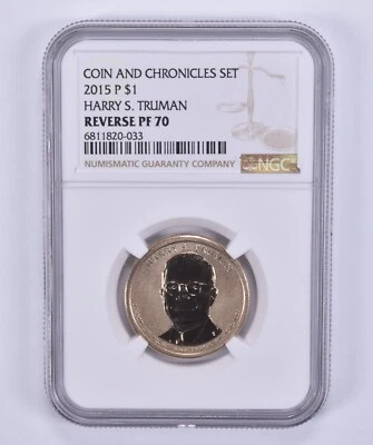 PF70 反向精制 2015-P 哈里·S·杜鲁门 1 美元硬币和编年史 NGC — 第 1/4 张图片