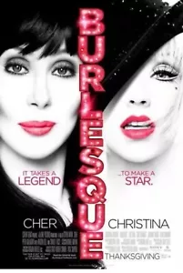 BURLESQUE MOVIE POSTER 2 Sided ORIGINAL 27x40 CHER CHRISTINA AGUILERA GLOSSY - Picture 1 of 1