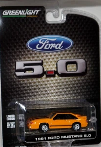 Greenlight 1/64 1991 Ford Mustang '91 Foxbody 5.0 Orange Diecast Model Exclusive - Picture 1 of 1