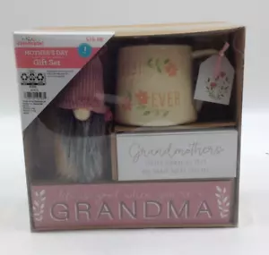 Grand Mothers Day Birthday Christmas Appreciation Gift Set Gnome Mug Wooden Sign - Picture 1 of 2
