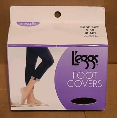 Nuevo Sellado L'eggs Medias Cubiertas para Pies 3 Pares Footies Zapato Talla 6-10 Negro Foto 1 de 4