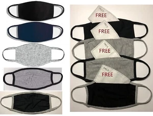 Face Mask With Filter Pocket Washable Reusable Two and Three Layer Unisex - Picture 1 of 19