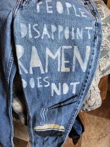 Custom Levis 505s Size 6S Ramen Screenprint Novelty Collectors People Disappoint - Picture 1 of 2