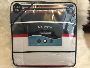 NEW NAUTICA LOT 9 KING REVERSIBLE BED SET INCREASED COMFORT BED IN A BAG 2 TOWEL - Picture 1 of 13