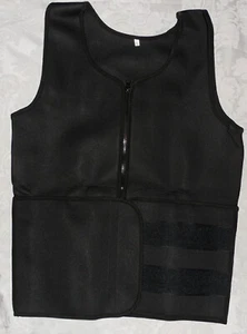 New L Men Sauna Sweat Vest Neoprene Tank Top Waist Train Body Shaper Black Zippe - Picture 1 of 8