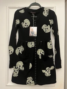 BNWT Betsey Johnson Vintage Skull Dress Coat Size P or XS rare punk Halloween - Picture 1 of 6