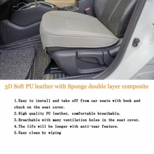 2Pcs Grey PU Leather 3D Full Surround Car Seat Protector Seat Cover Accessories - Picture 1 of 12