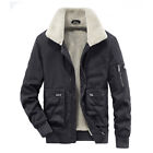 Men's Faux Fleece Lined Jacket Winter Thermal Cargo Work Coat Casual Outwear