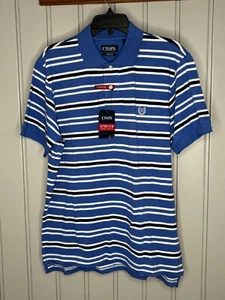Chaps Herren Poloshirt Größe Large blau gestreift kurzarm neu mit Etikett - Bild 1 von 11