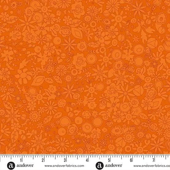 Laranja Tangerina, Floresta Floral, Tecido, Estampa Solar 2024, Andover, A-790-O - Imagem 1 de 1