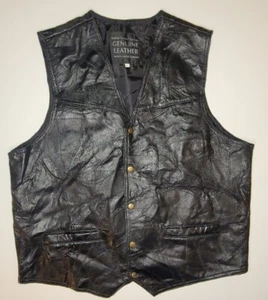 Navarre Leather Co. Men's Genuine Italian Stone Design Vest Black Size 3X - Picture 1 of 6