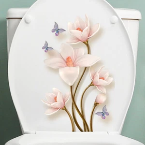 Blume WC Aufkleber Badezimmer Sitzbezug Aufkleber Selbstklebender PVC Aufkleber - Bild 1 von 7