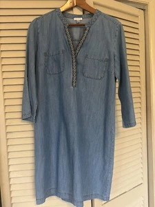 Spense Women’s Chambray Denim Dress Size Small short tunic roll up tab Sleeve - Picture 1 of 6