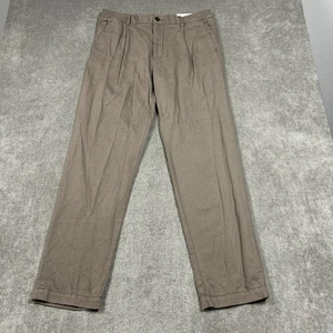 NWT H&M Pants Mens Medium 31" Brown Linen Blend Summer Chino Elastic Waist - Picture 1 of 10