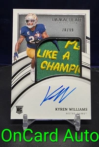 2022 Panini Immaculate On Card Auto Kyren Williams Fighting Irish Logo* READ🔥☘️ - Picture 1 of 8