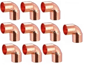 (10) 1/2" X LF Radio Corto Cobre 90 Grados Presión Codo Cobre Montaje con... - Imagen 1 de 3